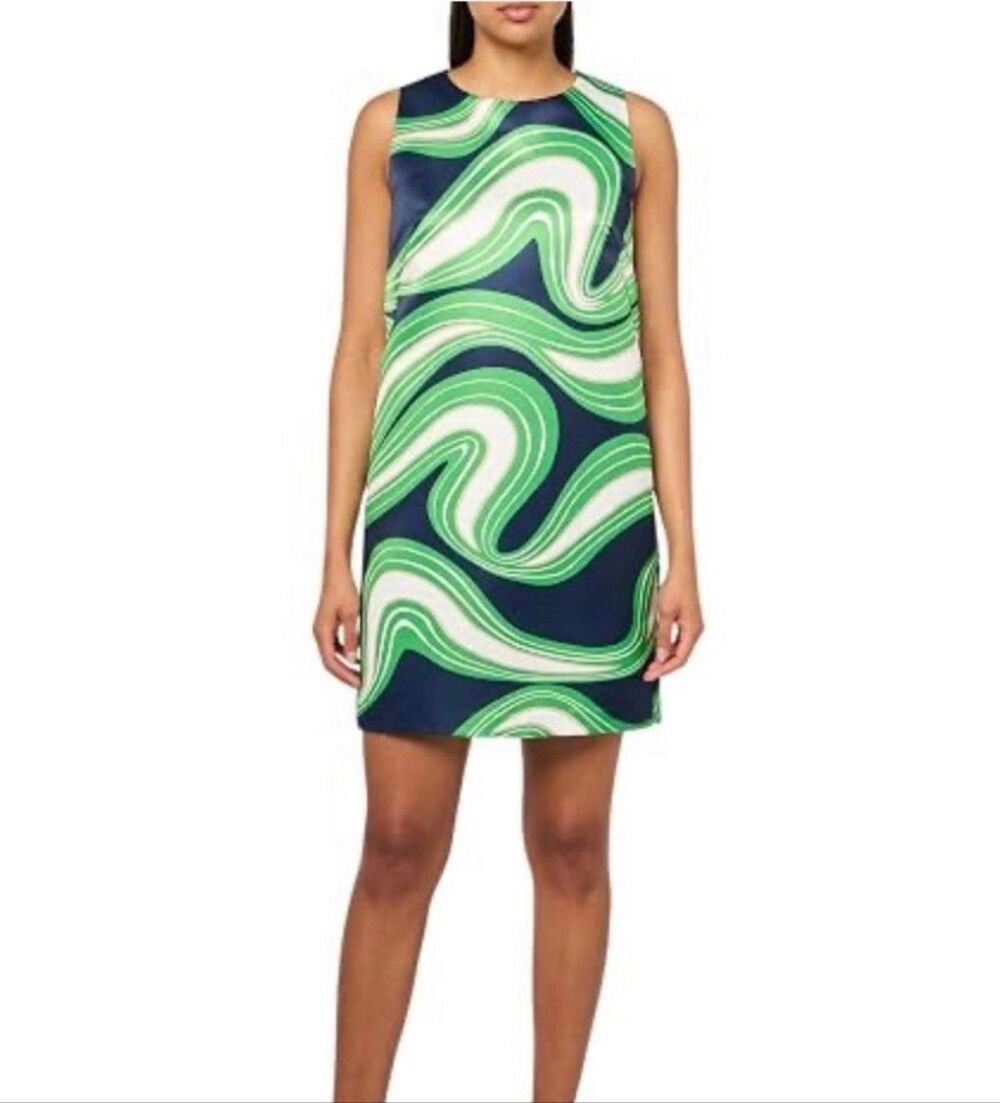 Trina Turk Women Fairy Tale 2 Sleeveless Swirl Print Mini satin Dress Size XL?